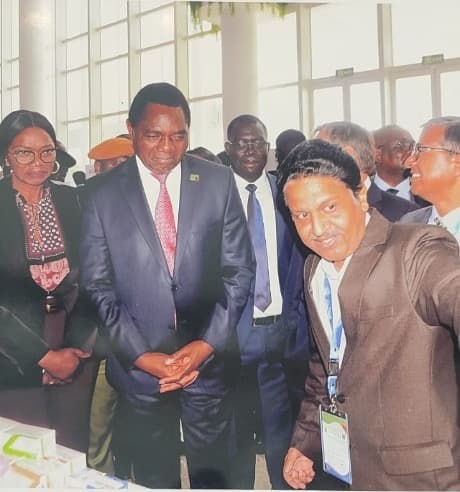 Dr. Suresh Chandra Singh presenting Anthrium diagnostic kits to the Honourable President of Zambia