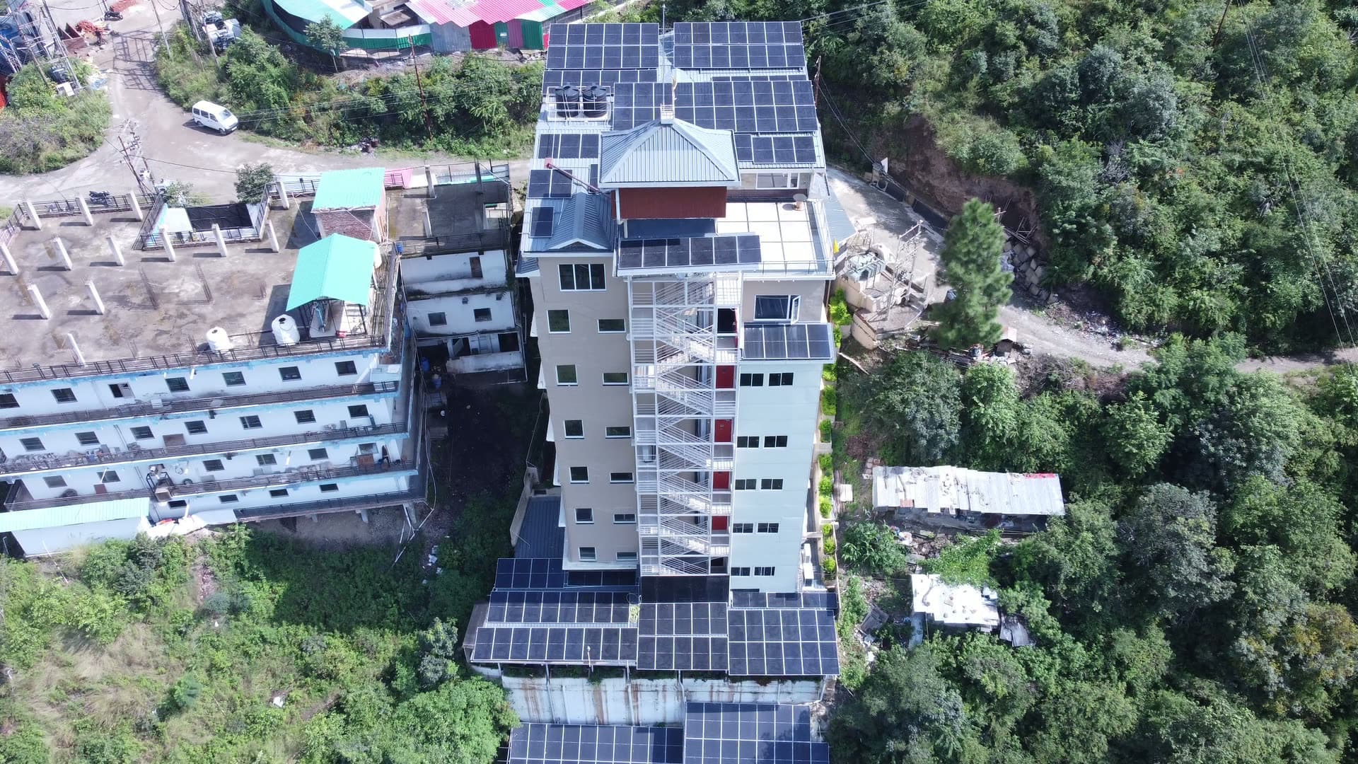 Solar panels on the facility rooftops